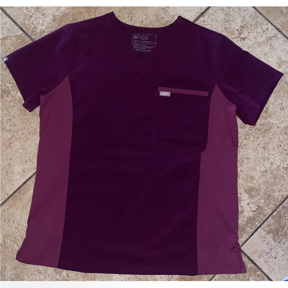 FIGS Women’s V-Neck Scrub Top in Deep Plum